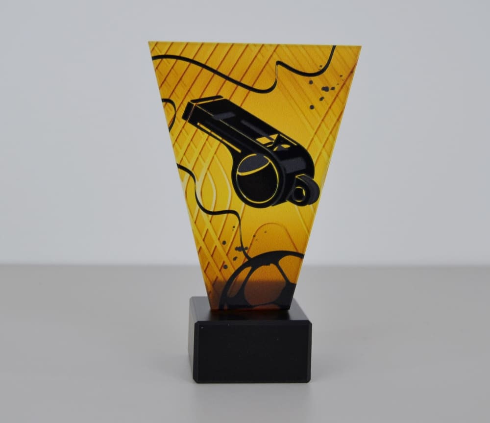 Skleněná fotbalová trofej 15 cm - rozhodčí